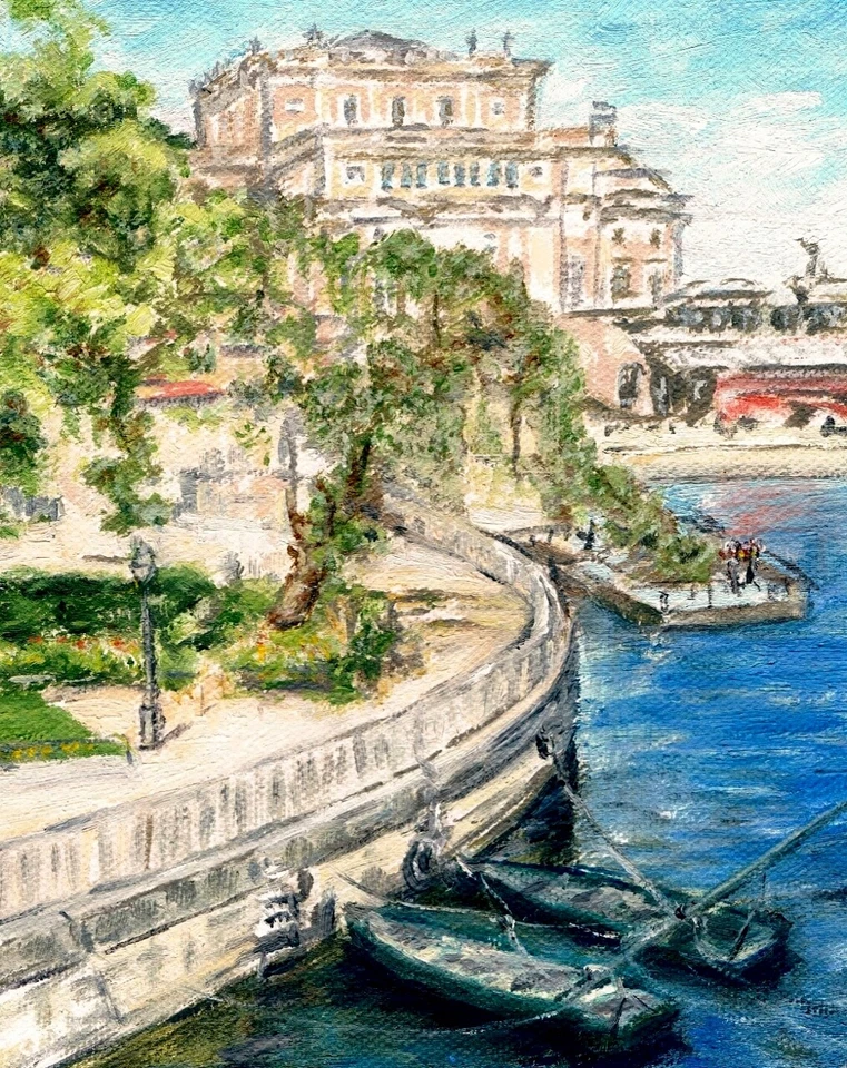 Fine Art Giclee Limited Edition Canvas Print Stockholm Swiss Cityscape Painting - Image 2 of 4