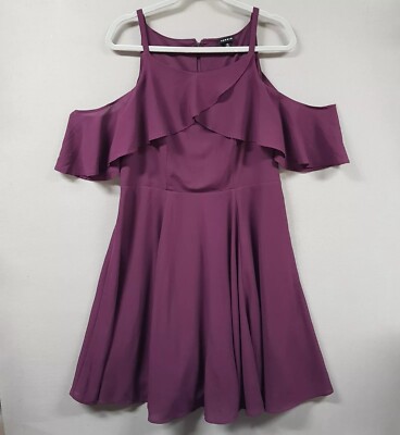 Torrid Dress Women's Size 10 Purple Tulip Cold Shoulder Fit ang Flare