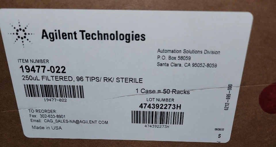 安捷伦 19477-022 Tips,250 微升,无菌,过滤,50 架 96,数量 4800 — 第 2/3 张图片
