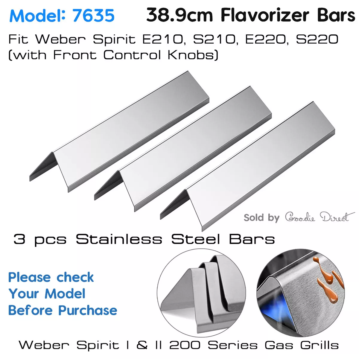 3x BBQ Flavorizer Bars spare parts Stainless Steel Heat Plate for