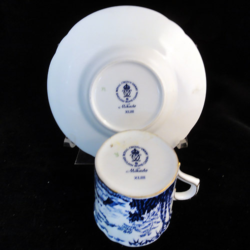 Blue Mikado Royal Crown Derby After Dinner CUP & SAUCER 2.25" tall 1980 XLIII - Picture 2 of 3
