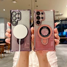 Magnetic Glitter Ring Rugged Phone Case For Samsung Galaxy S26 S25 S20FE A56 A57