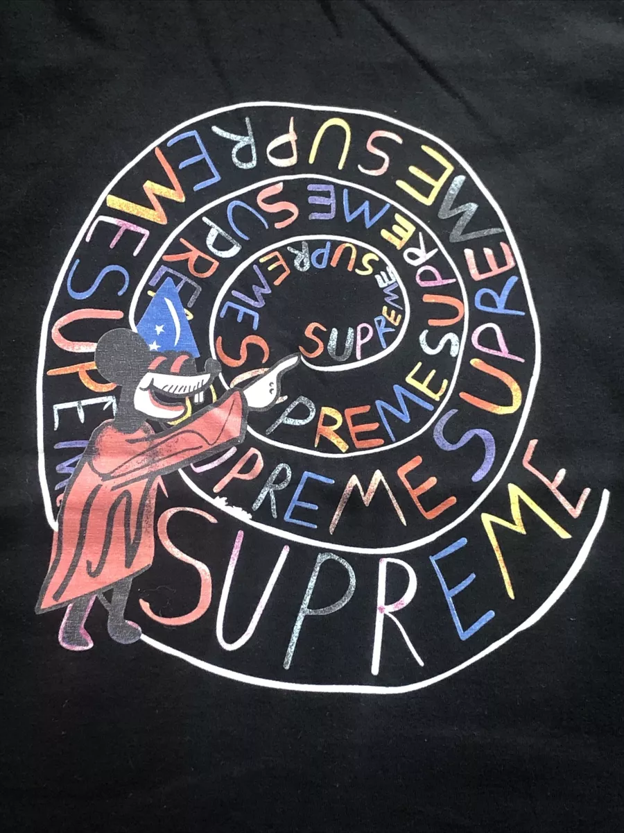 Authentic Supreme T shirt Black Medium Mickey Mouse Fantasia Spell Magic