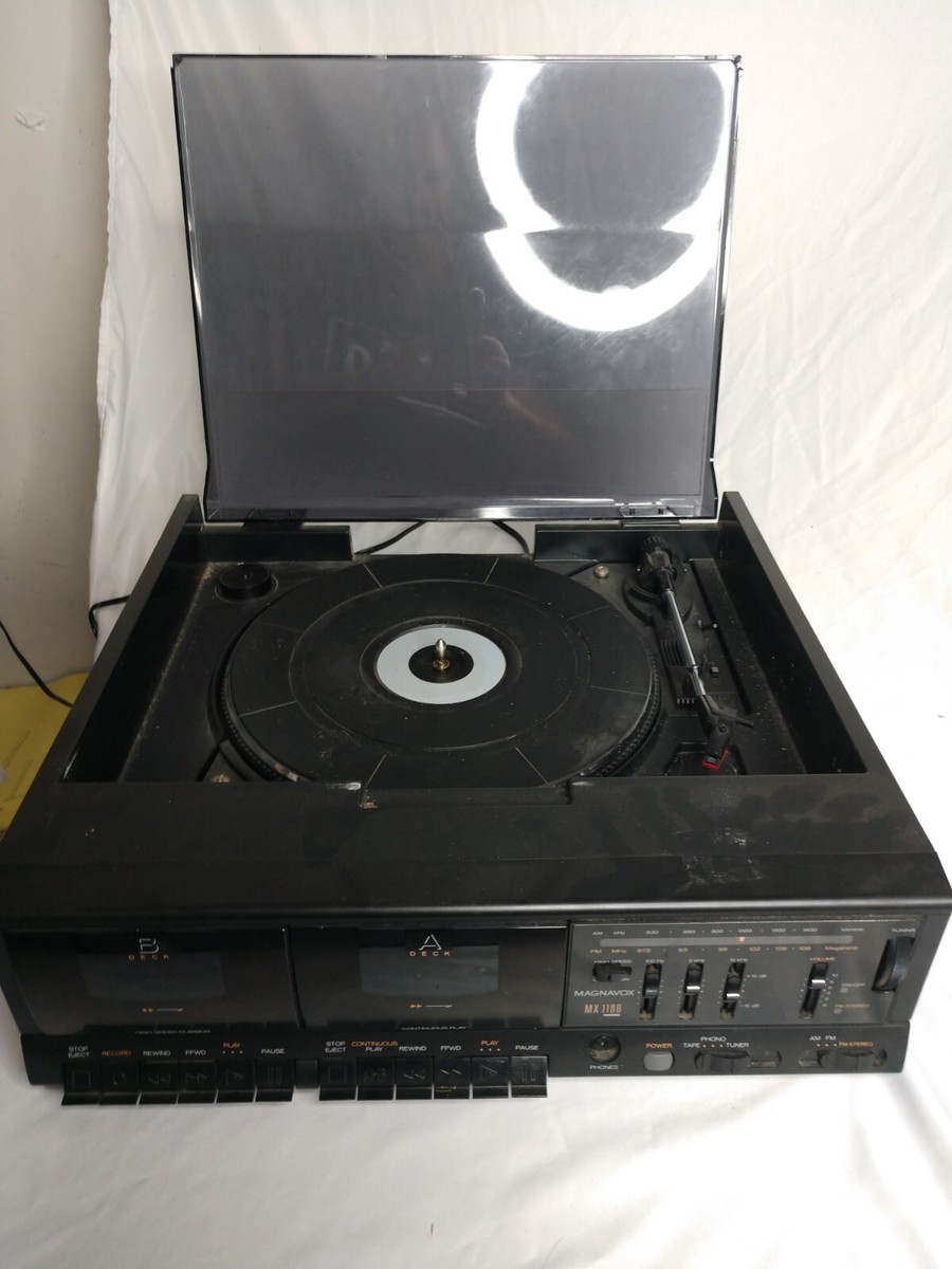 VINTAGE MAGNAVOX MX1180 TURNTABLE + 2-DECK CASSETTE PLAYER PARTS