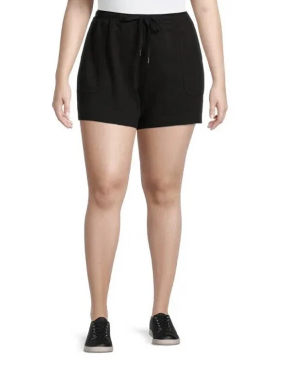 Terra and Sky Women s Plus Size Black Tie Front Pull On Knit