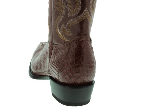 Botas vaqueras marrones occidentales para hombre piel de cola de cocodrilo punta redonda botas talla 8,5 - Imagen 4 de 5