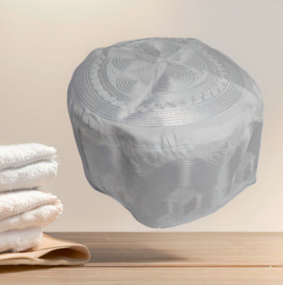 Islamische Gebetsmütze Muslim Topi Mütze für Gottesdienst Kopfbedeckung Stickerei weiß