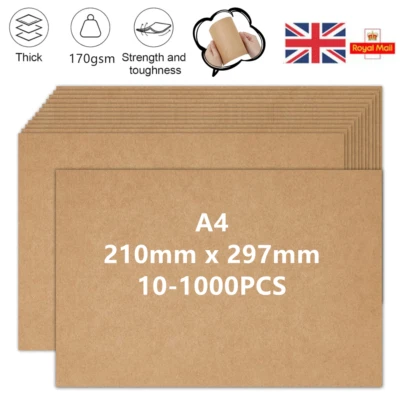 EVERGREEN GOODS A4 Brown Kraft Card 170GSM Blank Stock Paper Craft Weddings Tags Packaging Card