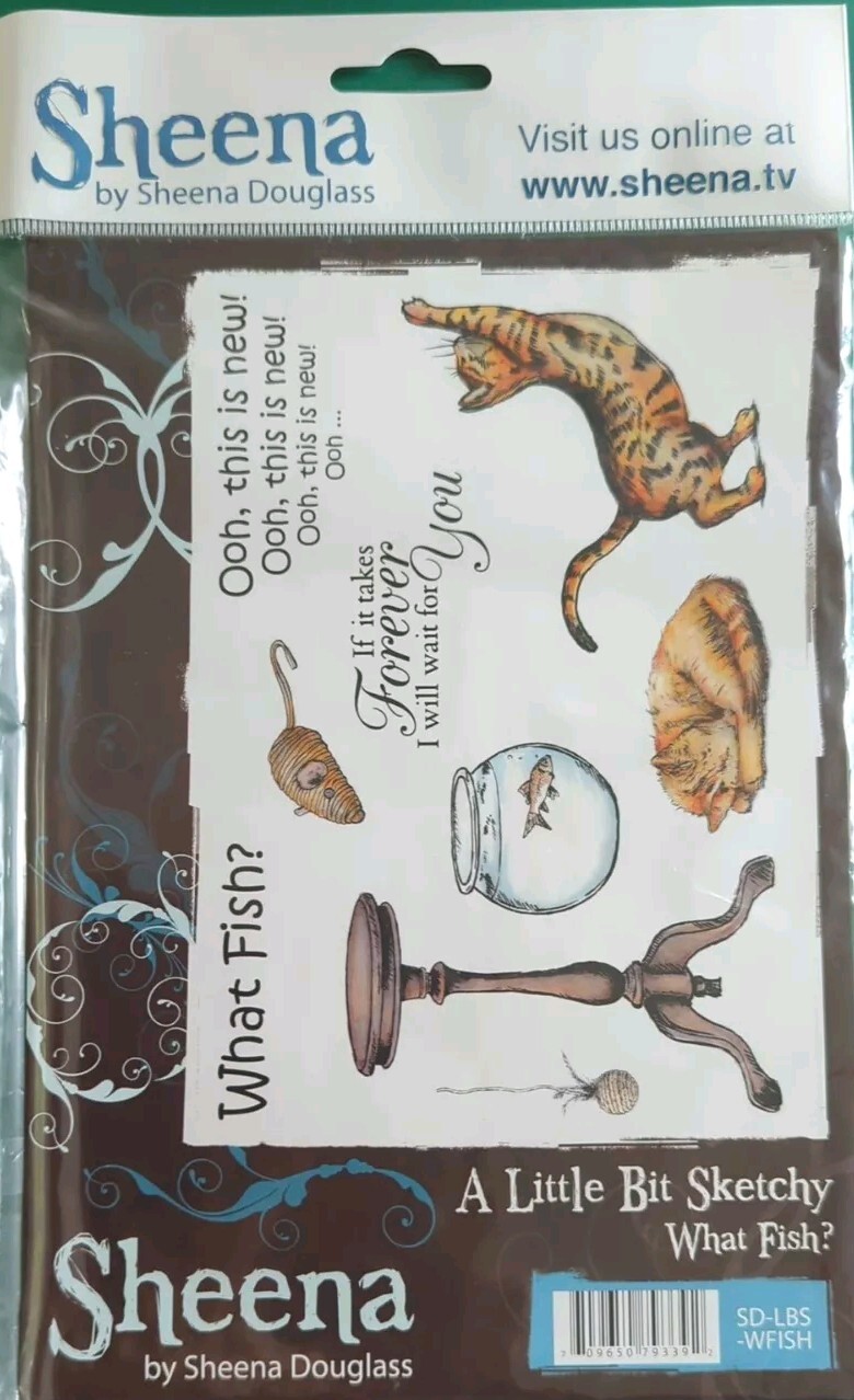 Sheena Douglass A5  rubber stamp - A Little Bit Sketchy  ""What Fish?""   New