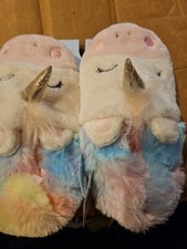Girls Unicorn Rainbow Slippers Size 13/1 Brand New Pink