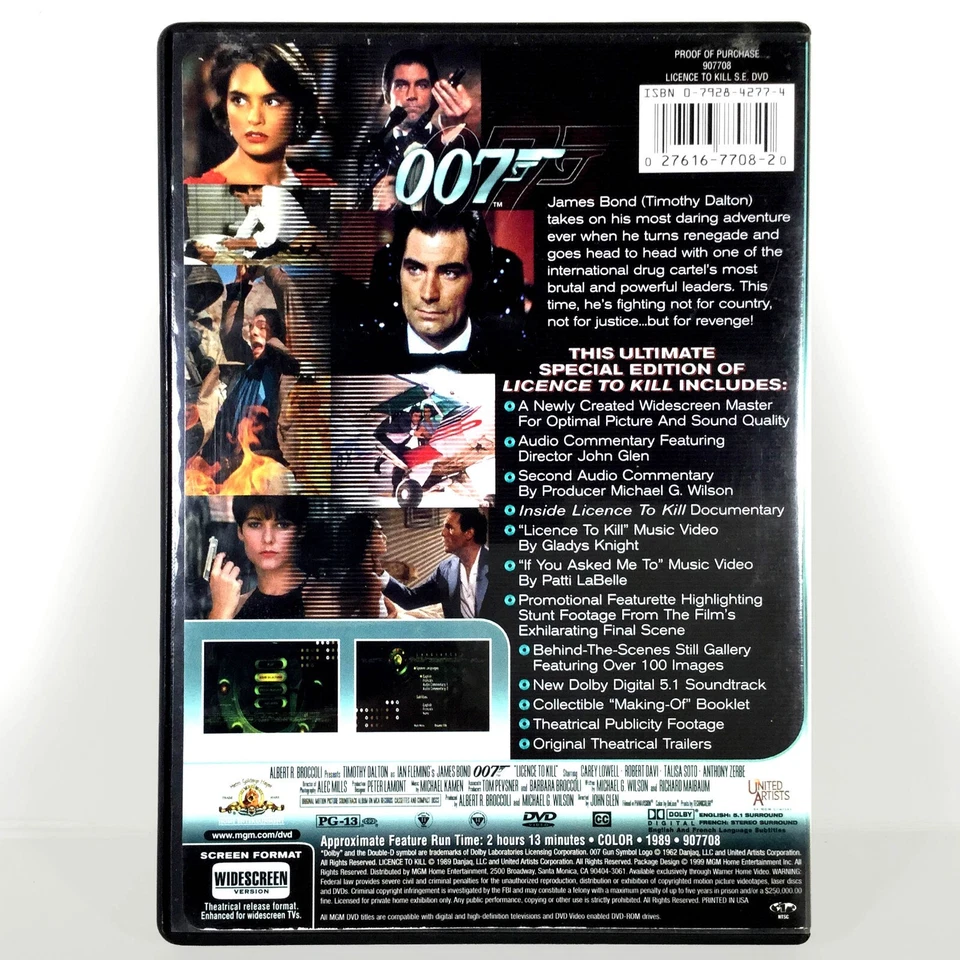 Licence to Kill (DVD, 1989, Widescreen, Special Ed) Like New ! Timothy Dalton - Image 2 of 3