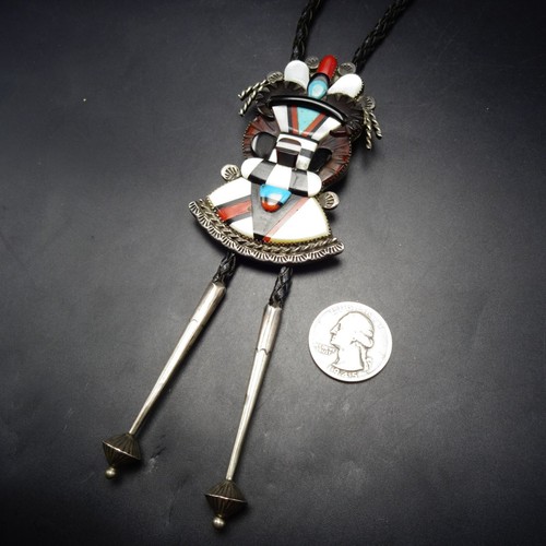 EXQUISITE Vintage Zuni ANDREW DEWA Sterling Silver ANTELOPE KACHINA BOLO Tie - Picture 9 of 23