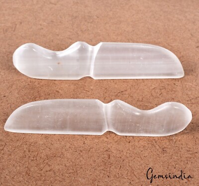 2 Selenite Sword - Carved Handle White Crystal Dagger Gemstone Knife 3.2 Inches