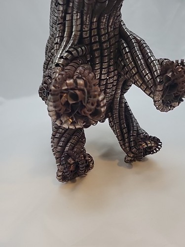 Handmade Lathe Rhino Figurine Recycled Metal Shaving Coil Art - Picture 8 of 15