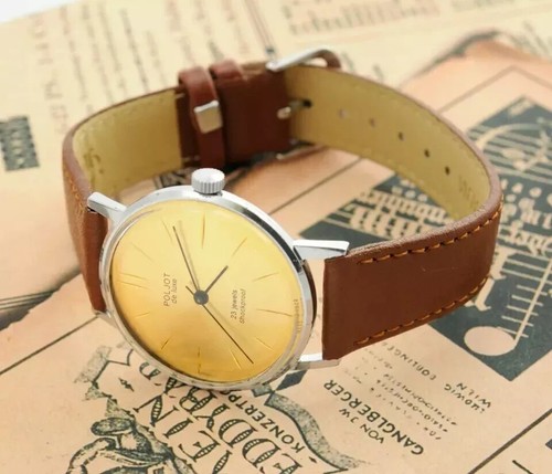 Ultra Very Slim POLJOT DE LUXE vintage USSR Russian watch 23 jewels 1MChZ - Picture 10 of 11