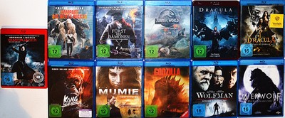 Monster Blu Ray Sammlung 11 Filme (Godzilla, Kong, Dracula Untold, Mumie)