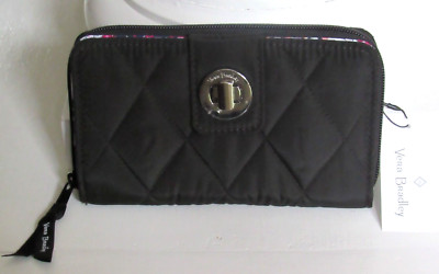 Vera Bradley RFID PROTECTED Turnlock Wallet Clutch Black NWT $99