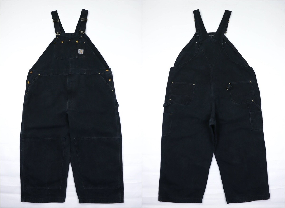 Carhartt Vintage 90s Distressed Black Cropped Double Knee Bibs