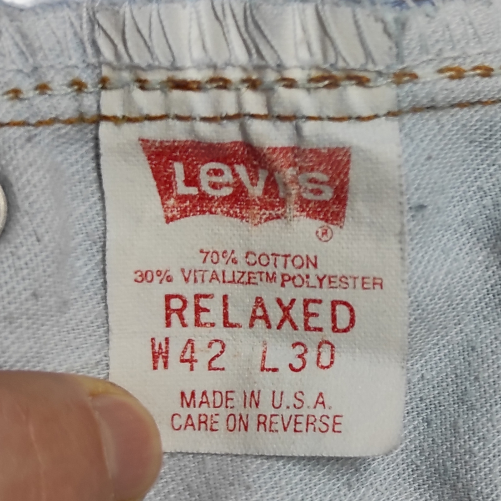Vintage Late 80s Levis Mens 530 42x30 Relaxed Fit Jeans Silver Tab Blank R USA