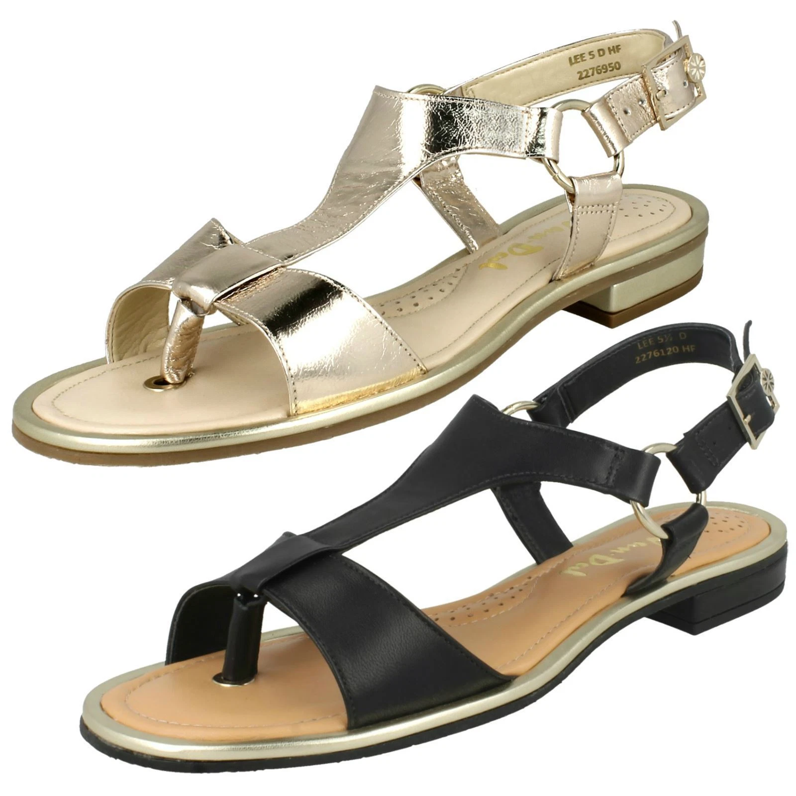 VANS Sandali piatti donna Van Dal in pelle neri oro punta aperta: Lee