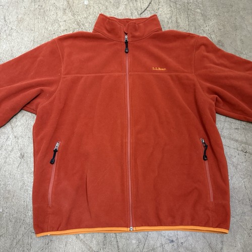 LL Bean Polartec Zip Up Fleece Jacket Men’s XXL Orange Outdoors - Picture 5 of 13