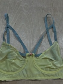 For Love And Lemons Skivvies Green lace Underwire Balconette Bra Size Small