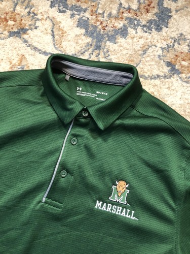 Marshall Thundering Herd Shirt Polo Mens Medium Green NCAA Football Under Armour - Picture 6 of 9