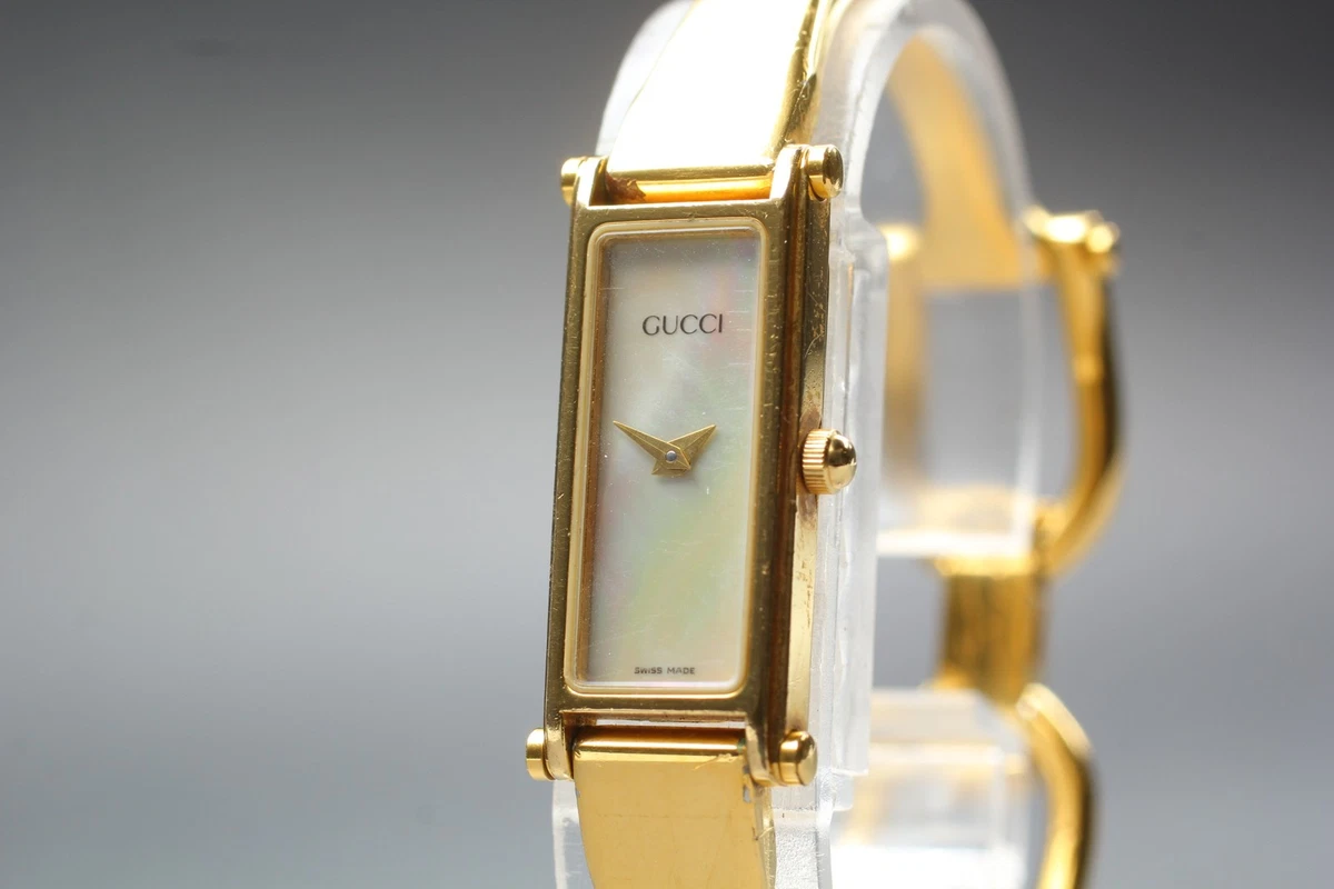 GUCCI 1500 L ゴールド ステンレススチール Very good] GUCCI 1500L Watch Gold Square Dial Swiss Rectangle