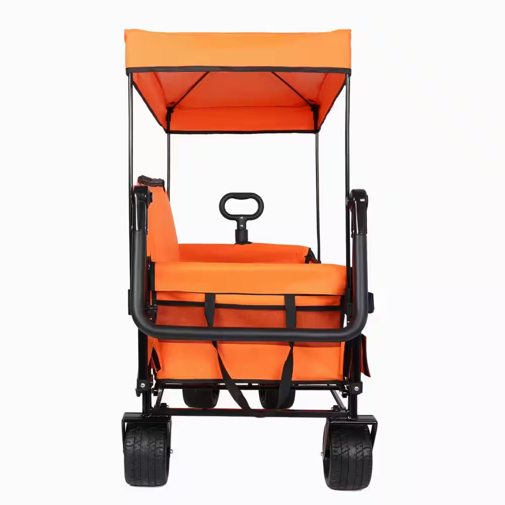 William 6 Cu. Ft. Steel Foldable Wagon Garden Cart with Benc