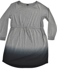 Torrid Size 2 Grey Black Ombre Dip Dye Long Sleeve Drawstring Waist Mini Dress