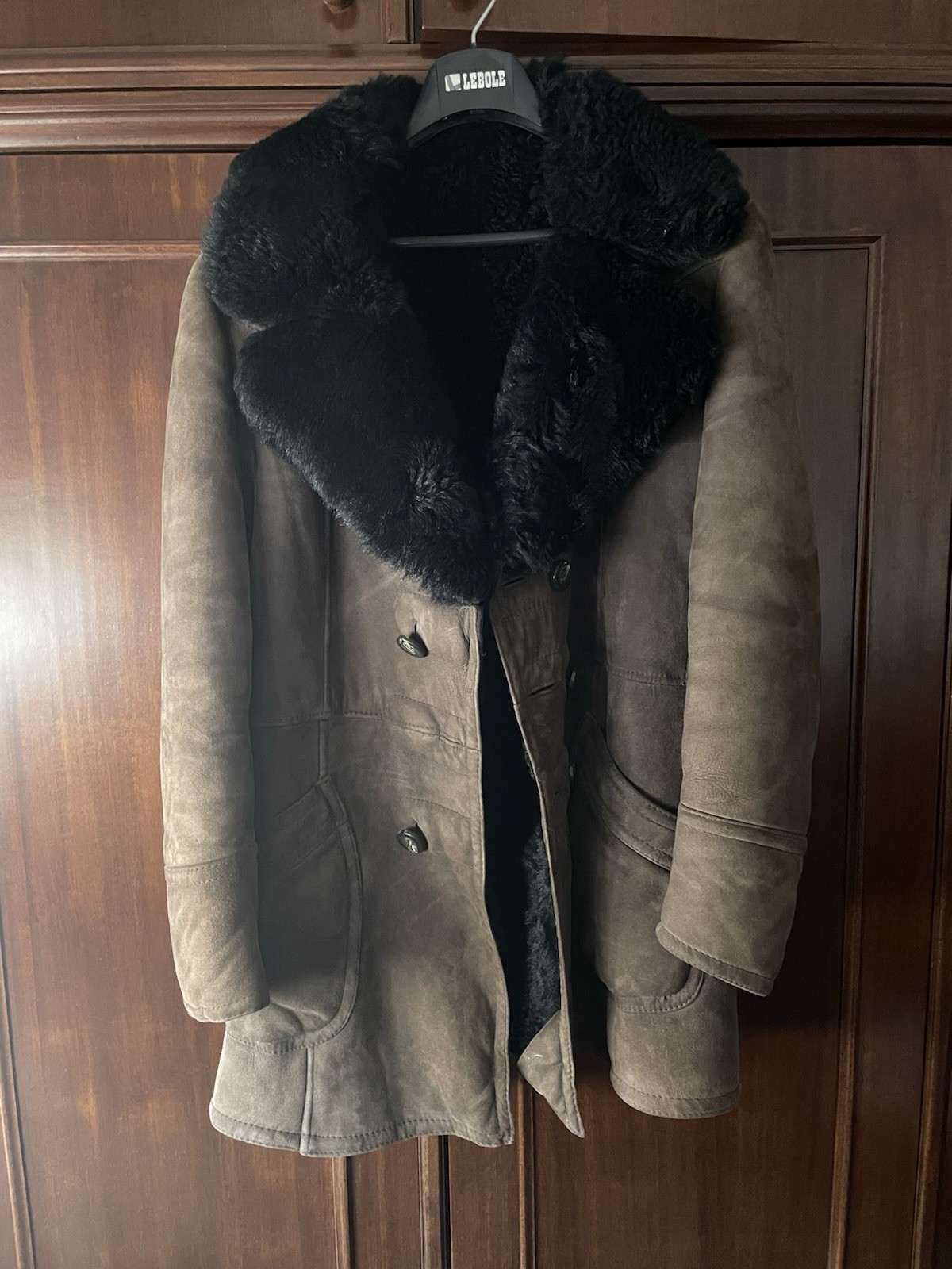 Giacca Montone Vero Vintage Taglia 50 Marrone e Nero