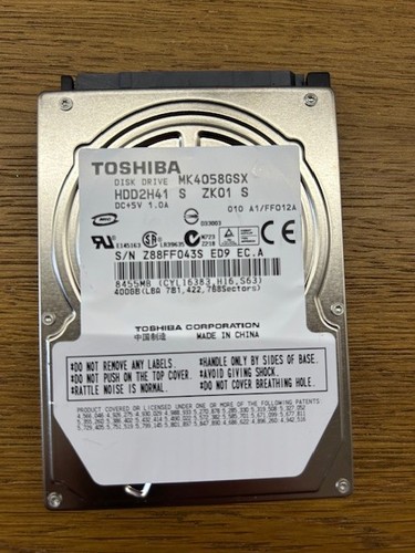 Toshiba 400GB Sata 2,5" Laptop HDD Festplatte MK4058GSX