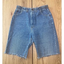 Lee Vintage 90s Denim Bermuda Shorts Womens 26 Blue High Rise Raw Hem Jorts