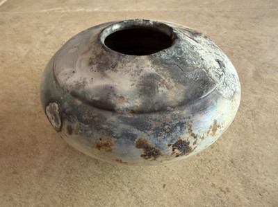 Handmade Saggar-Fired Ceramic Vase   Signed