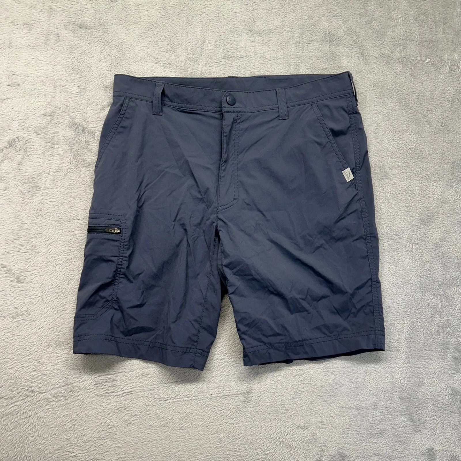 L.L.Bean Mens Multisport Shorts 32 Blue Gray Hiking Quick Dry Stretch 524826