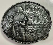 New Vintage Buffalo Bill 1999 Bergamot Brass Works Mens Pewter Belt Buckle
