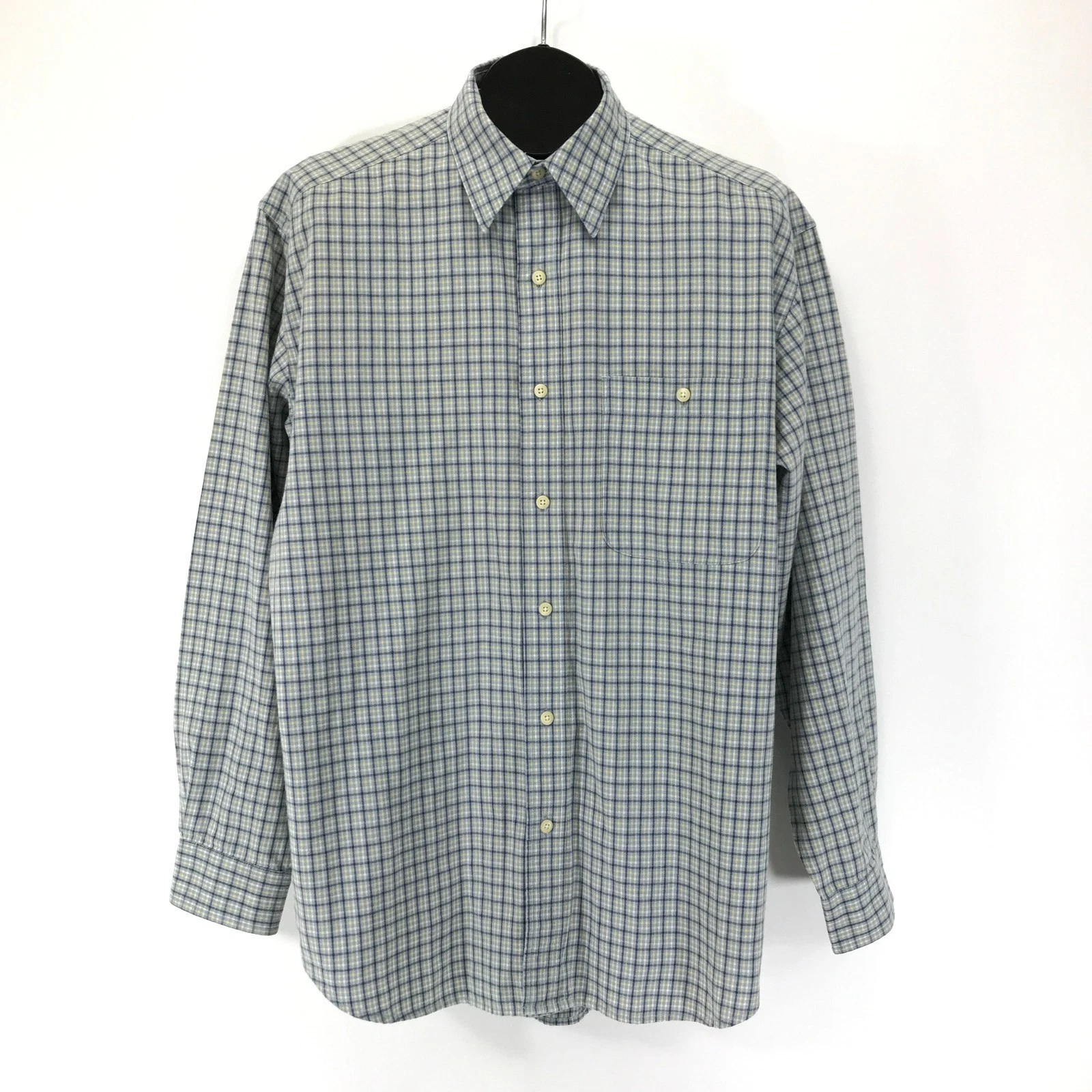 Eddie Bauer Long Sleeve Button Up Shirt Men's Medium Plaid 100% Cotton Workwear