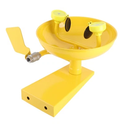 Yellow Eye Wash Station Dual Spray Heads Eye Washer 304 Stainless Steel Emer SET - Bild 1 von 4