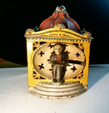 Vintage Halls Liliput Bank Cast Iron Mechanical Bank rotating man with tray