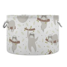 Kigai Sloth Cotton Rope Basket Large Round Baby Laundry Basket Toy Blanket Bo...