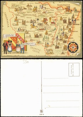 .Frankreich Frankreich Landkarte (Map) Region Alsace (Elsass) Lorraine 1980