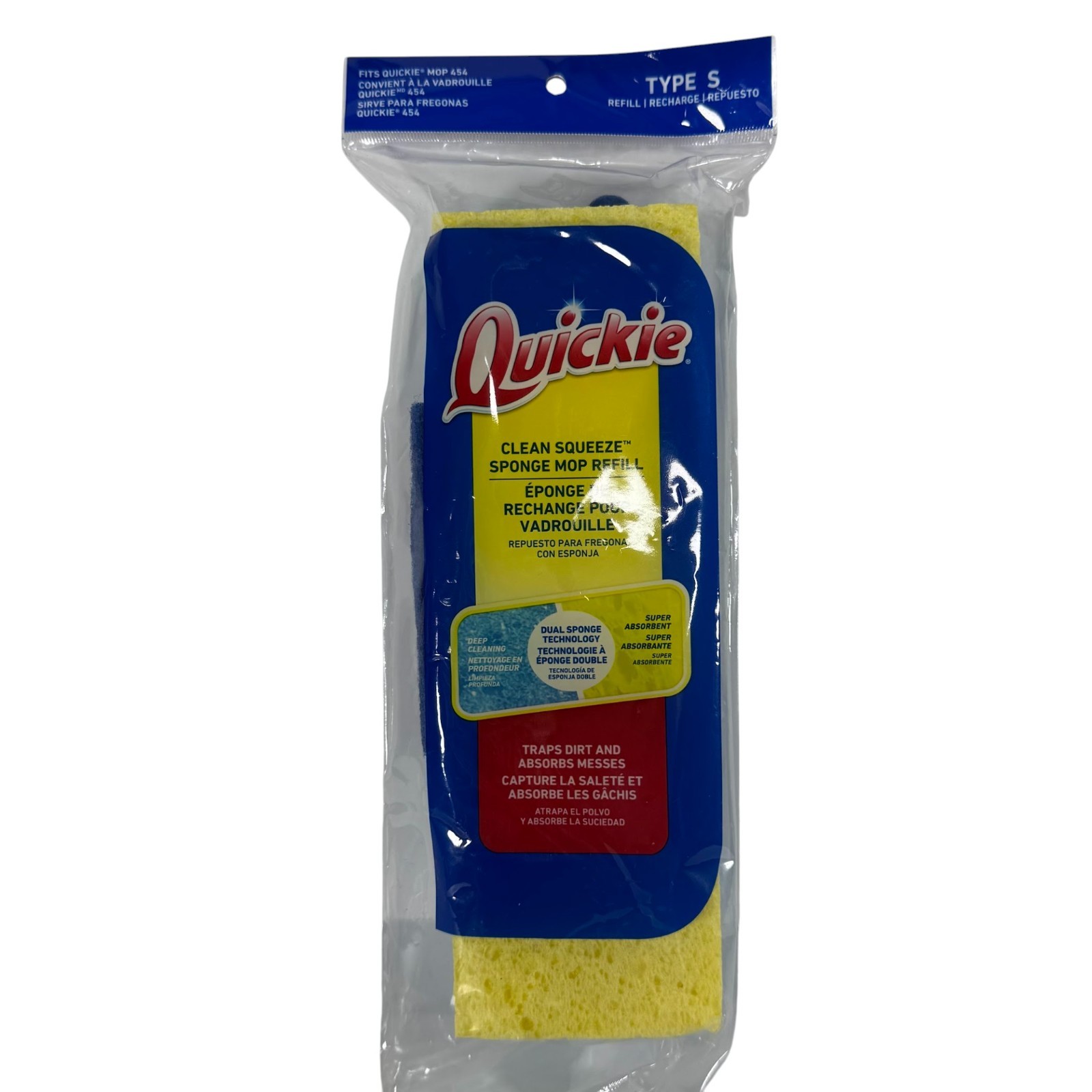 Quickie Clean Squeeze Sponge Mop Refill Type S Fits Mop 454 