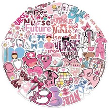50 Pcs Nurse Stickers, Vinyl Nursing Stickers Decals for Laptops and Water Bo...