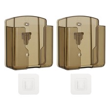 2Pcs Remote Control Holder Wall Mount Adhesive Control Organizer, Clear Brown