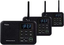 Wuloo Wireless Intercom 1 Mile Range 22 Channel 3 Station Home Office Black Sys 