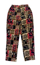 Vtg 60s Psychedelic Medieval Print Velvet Velour Pants Women Small 26x28 RARE