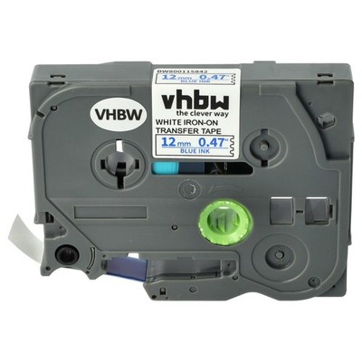 Schriftband für Brother PT D600 D600VP E100 E100VP Blau/Weiß Aufbügelband 4m