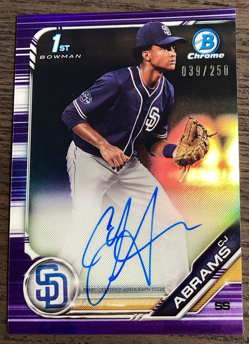 2019 1st Bowman Draft Chrome CJ Abrams AUTO Autograph Purple Refractor /250