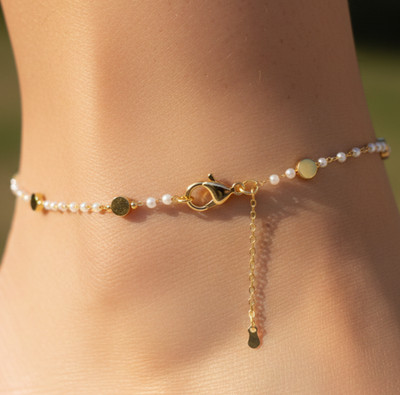 Elegant Brass Anklet Gold Plated Minimalist Disc Charm Anklet Handmade Jewelry
