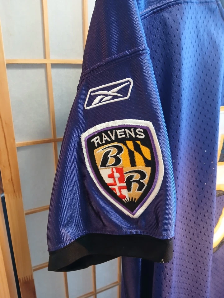 Rebok NFL Joe Flacco 球衣 50 码巴尔的摩乌鸦队条纹/黑色和紫色 #5  — 第 4/4 张图片